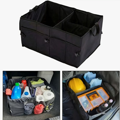 Car Trunk Storage Bag – Large Capacity Insulated Foldable Box with Handle for SUVs & Sedans, Sturdy Car Parts & Tools Organizer, Black