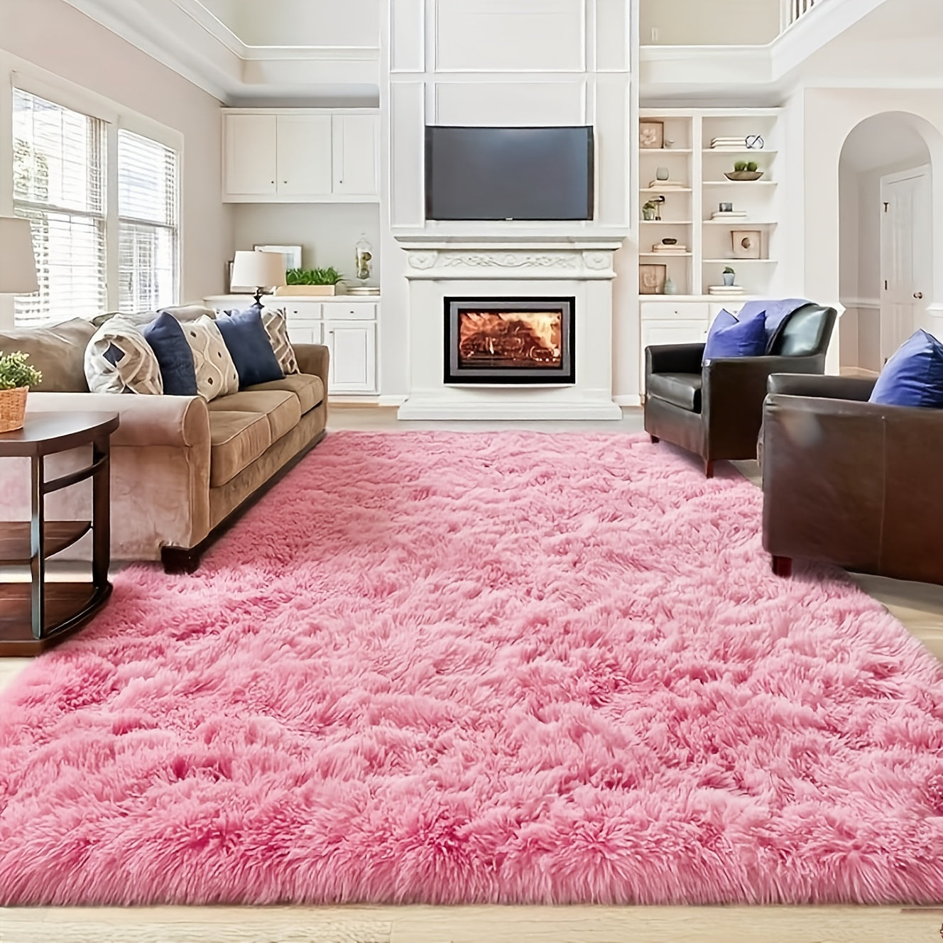 Gradient Color Soft Area Rug – Washable Anti-Slip Shaggy Fluffy Carpet for Living Room & Bedroom | Modern Machine-Made Floor Mat