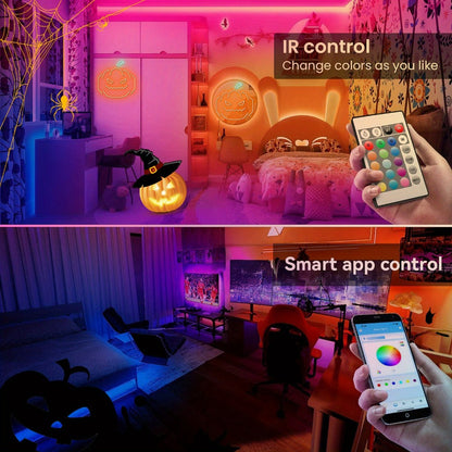 Color Changing LED Strip Lights RGB Music Sync App Remote Control 16 Million Colors Dimmable Timer DIY Smart Light Strip for Bedroom Living