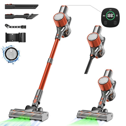 Cordless Stick Vacuum Cleaner 56-68Kpa, 8-in-1 Handheld Vacuum with Rechargeable Battery, 45 Min Runtime for Hard Floors