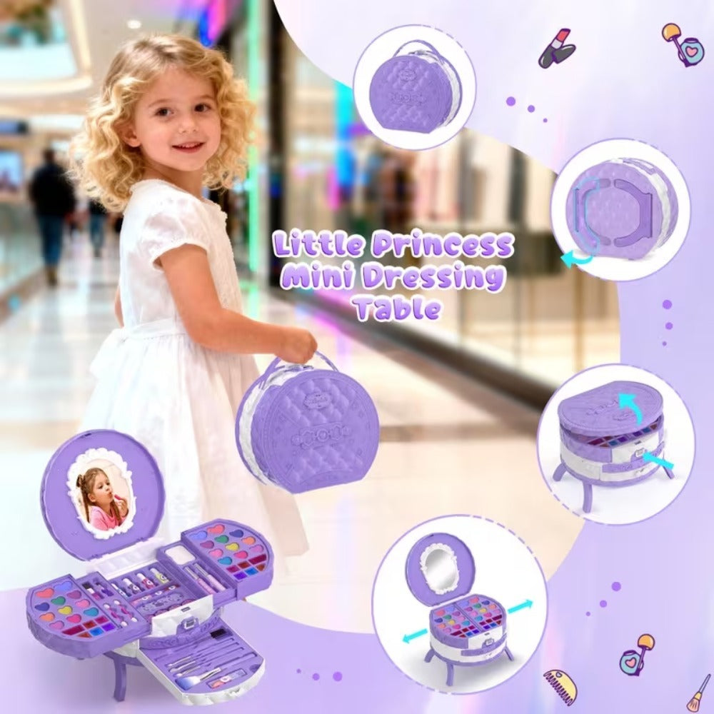 Kids Makeup Kit for Girls, Safe Princess Dress Up Play Set with Real Cosmetics, Purple, Birthday Christmas Gift for Girls Ages 3+