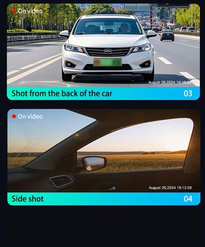 360° 4-Channel Dash Cam 1080P Front + 720P Rear Left Right Full Coverage, WDR Night Vision, G-Sensor, Loop Recording
