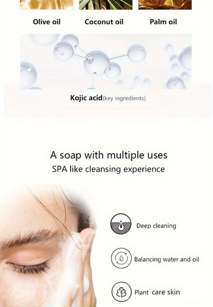 Kojic Acid Brightening Bar Soap 6-Pack – Rose Extract & Glycerin Formula for Dark Spots, Oil Control & Even Skin Tone | Moisturizing Gentle