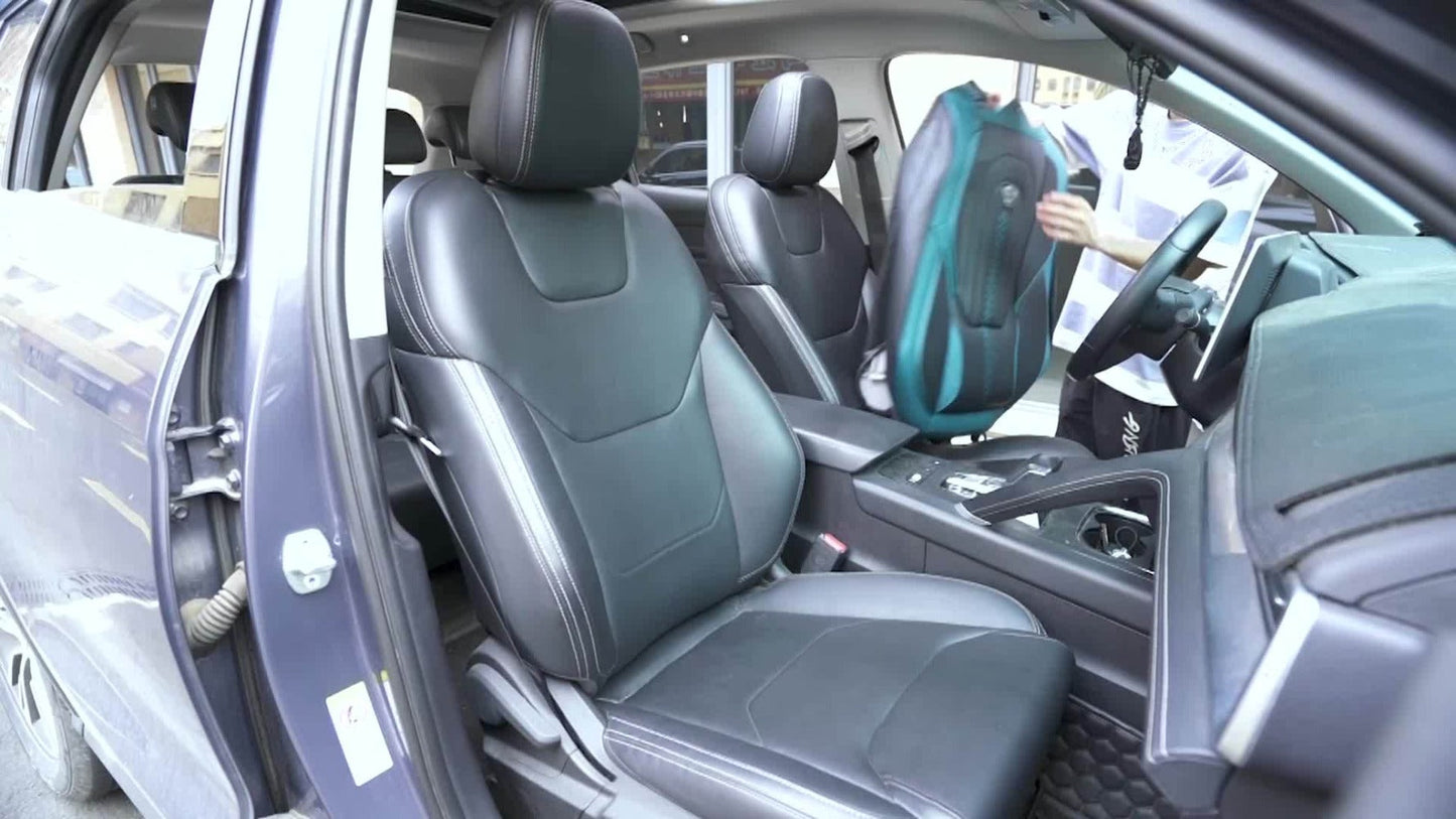 Contoured Front Car Seat Cushion Covers with Headrest Pads in Four Two-Tone Color Option Sets