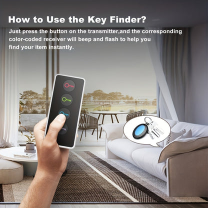 4-Receiver Wireless Key Finder 100ft Range with LED Flashlight – RF Item Locator for Keys Phones Wallets TV Remotes, No App No Bluetooth