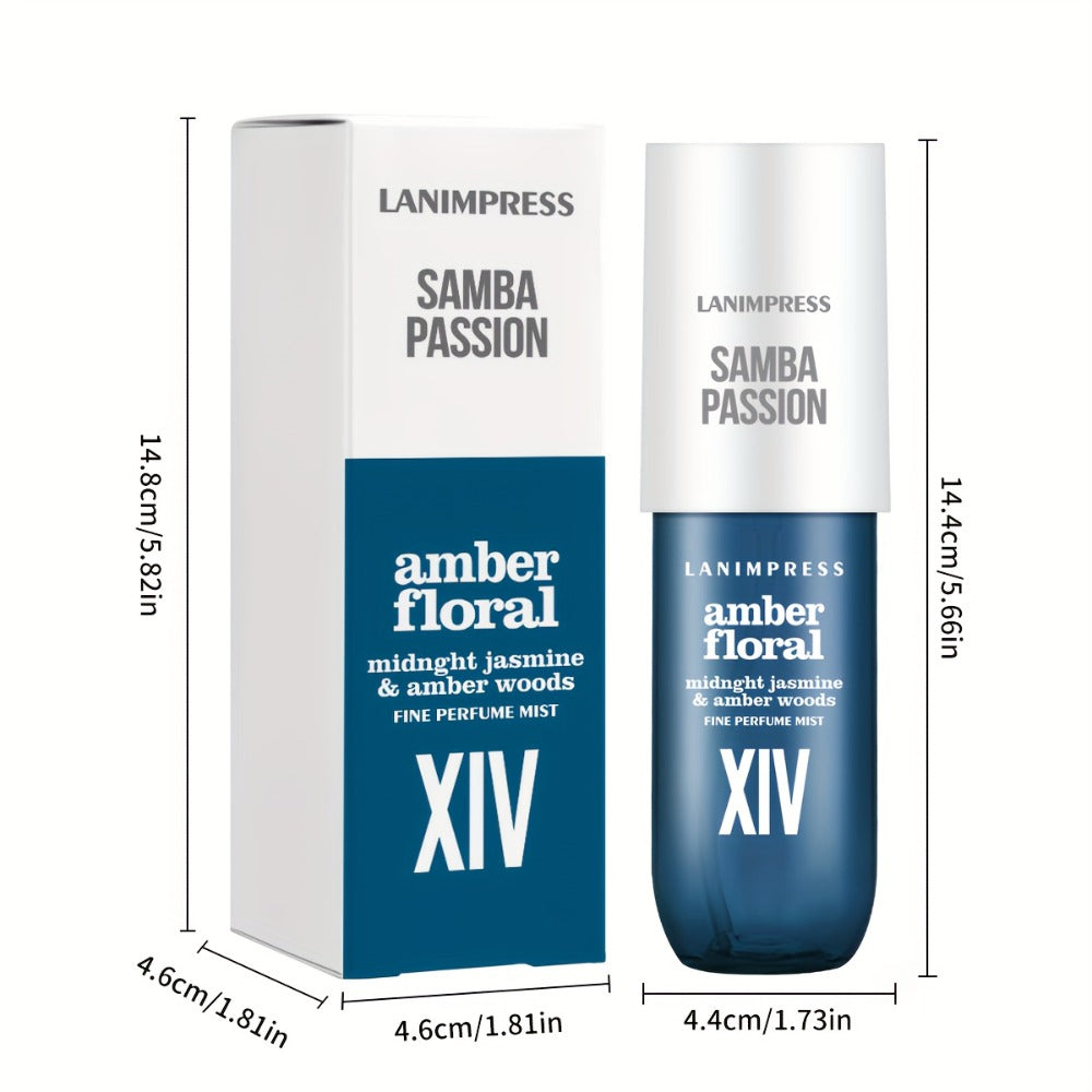 Perfume Mist for Women Samba Passion 3oz Amber Floral Body Hair Fragrance Spray Long Lasting Travel Size Daily Wear Date Night Gift for Her