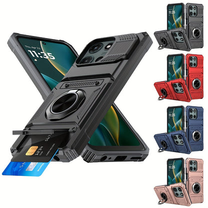 Wallet Moto G 5G 2025 2024 Case Card Holder 360° Ring Stand Dual Layer with the Listed Color, Size or Set Options for Everyday Carry