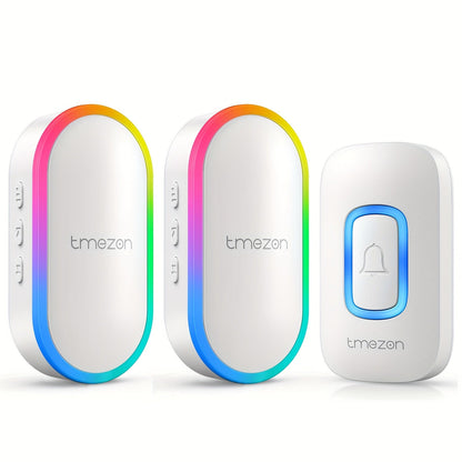 USB Plugin Wireless Doorbell Kit with 60 Melodies, 5 Volume Levels & Colorful LED Indicator, 1000ft Range