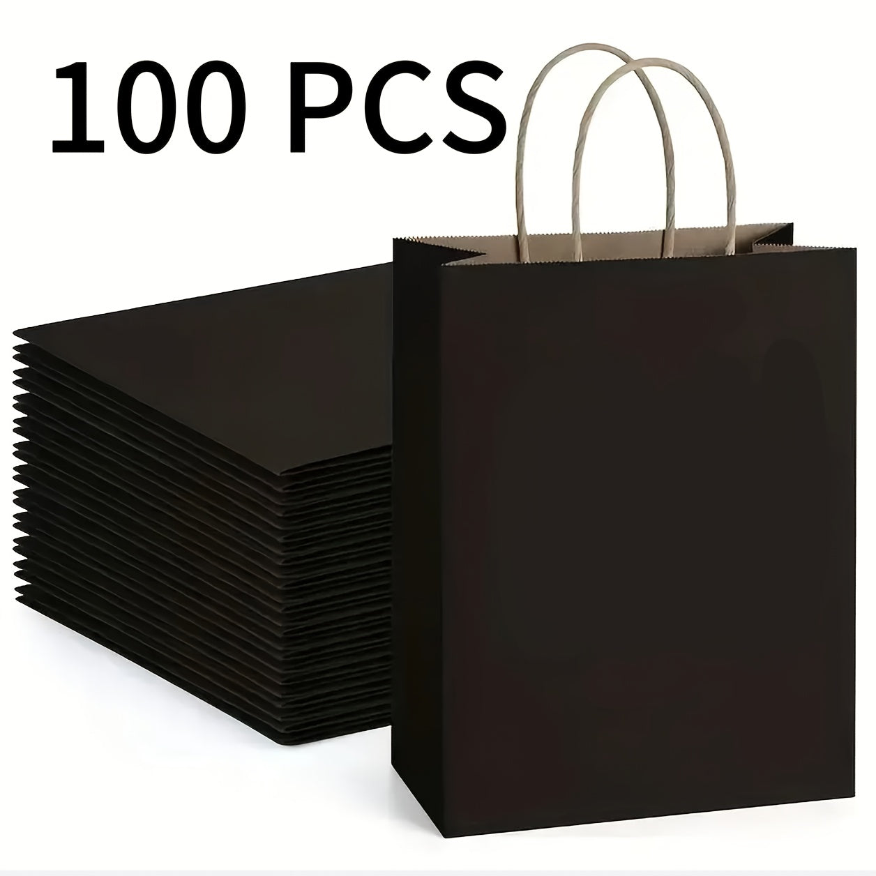 Paper Bags with Handles Bulk – Kraft Paper Gift Bags 25/75/100/300 Pcs, Black White Brown Reusable Shopping Bags for Small Business Retail