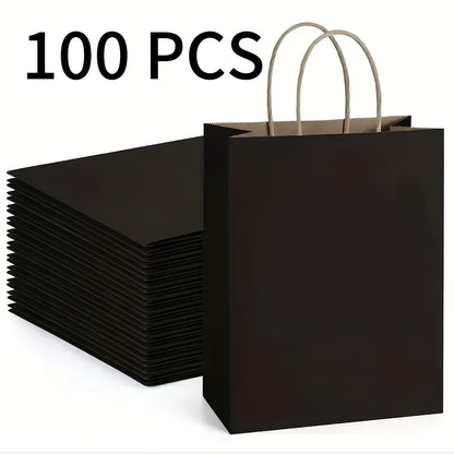 Paper Bags with Handles Bulk – Kraft Paper Gift Bags 25/75/100/300 Pcs, Black White Brown Reusable Shopping Bags for Small Business Retail