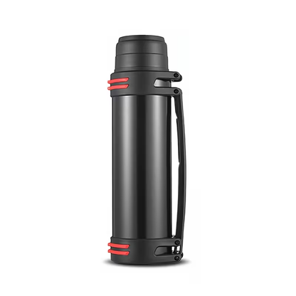 2000ml Stainless Steel Water Bottle Flask with Cup-Style Cap, Rigid Side Handle and Shoulder Strap