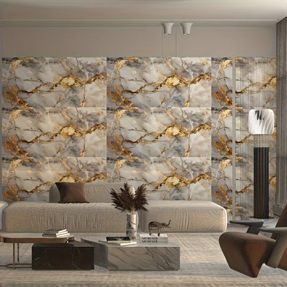 Peel and Stick Wall Tiles 50/100pcs – PVC Marble Self-Adhesive Vinyl Panels for Bathroom Shower Kitchen Living Room TV Backdrop