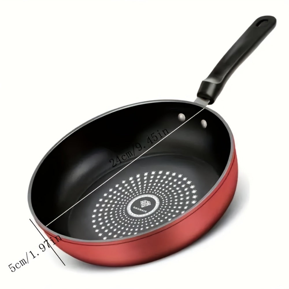 Nonstick Frying Pan with Lid 9.45 10.24 11.02 Inch Cast Iron Style Flat Bottom Skillet for Home Cooking, Dining and Outdoor Meals