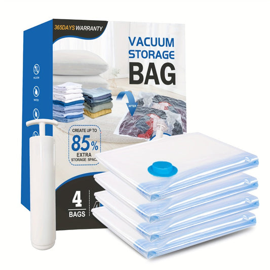 Clear Vacuum Storage Bag Set with Blue Valves and 4-, 8-, 10-, 12-, 20- or 30-Piece Checkout Options