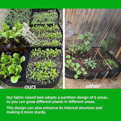 Raised Bed Grow Bag 128 Gallon 6 Grids 48x24x12 Inch | Breathable Fabric Planter for Vegetables Potatoes Flowers | Rectangle Garden Bed