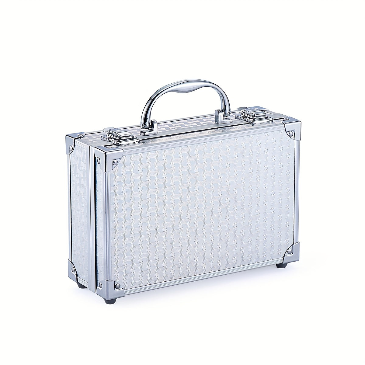 Makeup Kit 56-Piece Handled Mirror Case with Mixed Face, Eye and Lip Cosmetics in Silvery or Rose Color