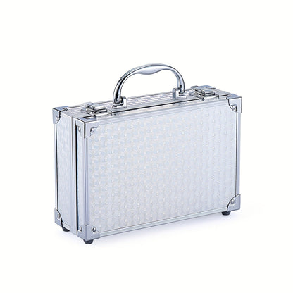 Makeup Kit 56-Piece Handled Mirror Case with Mixed Face, Eye and Lip Cosmetics in Silvery or Rose Color