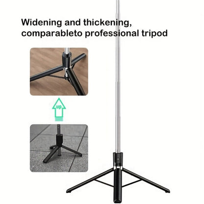66.9-Inch Selfie Stick Tripod with Telescoping Silver Pole, Wide Black Floor Base and Remote