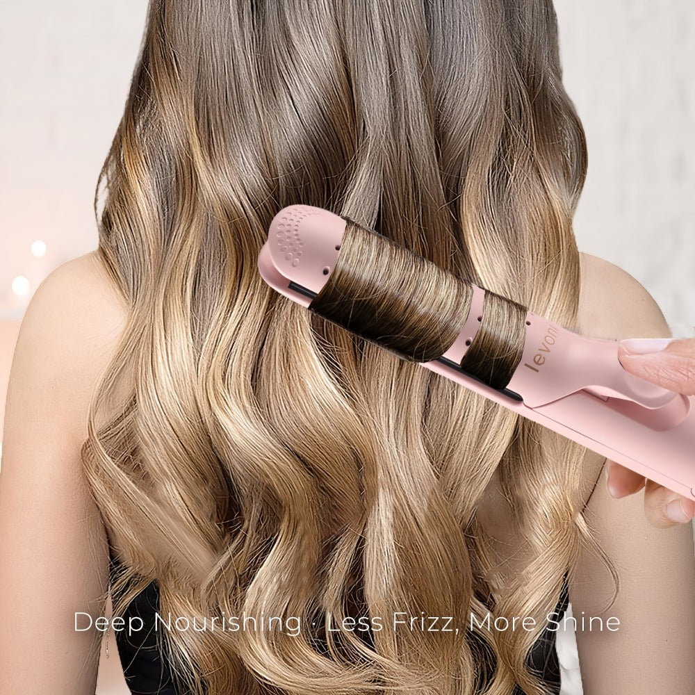 2-in-1 Curling Iron & Hair Straightener 360° Adjustable 5-Level Hot Cold Air Dual Voltage, for Home, Travel and Salon Hair Styling