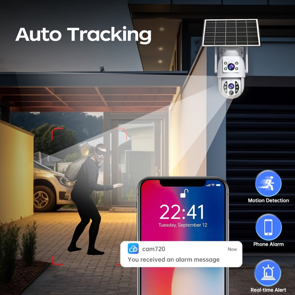 JOOAN RS3 3MP Dual-Lens Solar PTZ Security Camera with 2.4GHz WiFi, 9000mAh Battery and No Card
