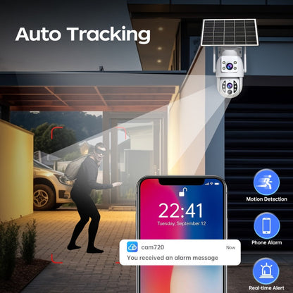 JOOAN RS3 3MP Dual-Lens Solar PTZ Security Camera with 2.4GHz WiFi, 9000mAh Battery and No Card