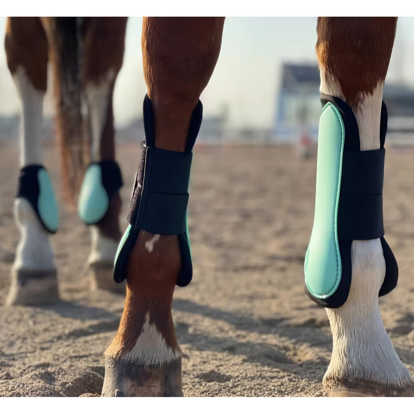 Horse Boots Set of 4 – Open Front Tendon & Fetlock Leg Protection Boots, PU Neoprene Splint Boots for Training, Racing, Riding & Jumping