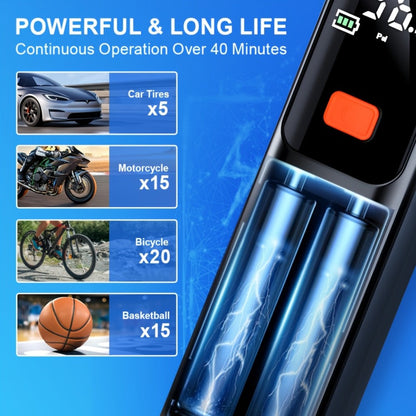 Portable Tire Inflator Wireless Air Compressor with Digital LED Display Auto Pressure Detection USB-C Rechargeable for Car Bicycle