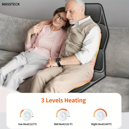 Massage Seat Cushion with Heat 9 Vibration Motors Triple Heating Pad Lumbar Traction Full Body Massager for Home or Salon Spa Use