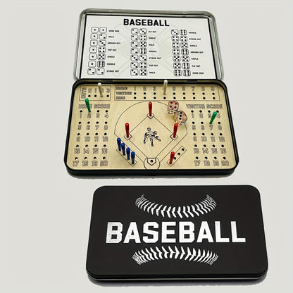 Sports Travel Board Game Set – Portable Wooden Baseball Softball Football Finger Dice Tabletop Game for Family Game Night