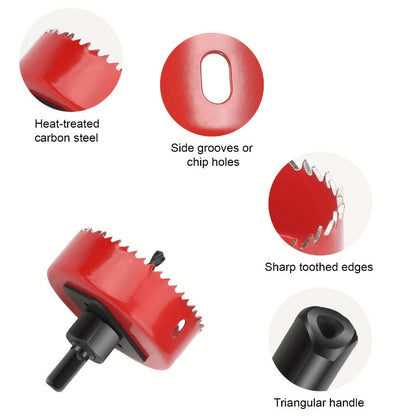Carbon Steel Hole Saw Kit Multi-Size with Mandrels & Hex Key, Quick-Change Hole Cutter Set for Wood PVC Drywall Cornhole Board & Metal