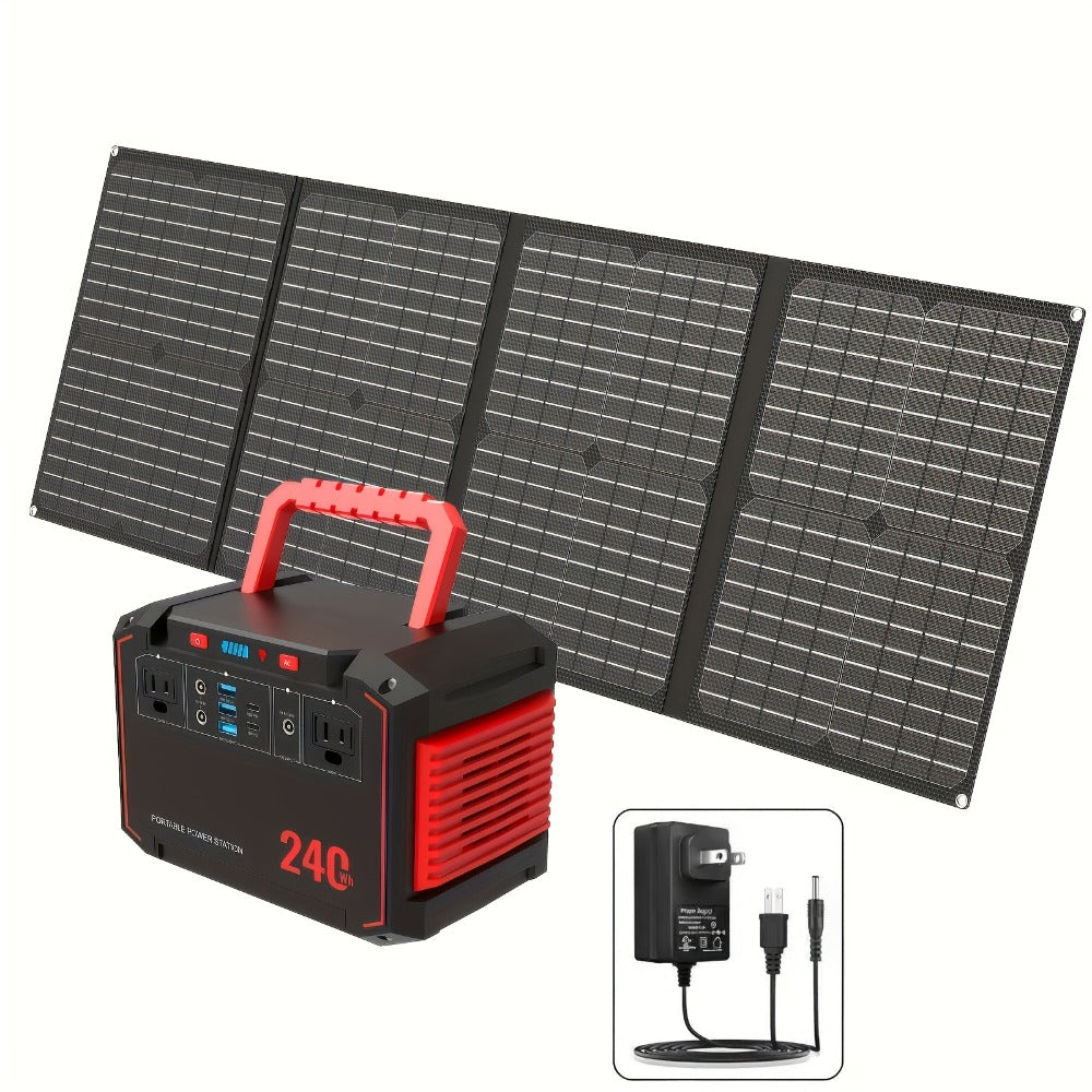 Portable Solar Generator Power Station 88.8Wh / 240Wh – 24000mAh, AC DC USB Ports, LiFePO4 Battery, for Camping RV CPAP Laptop Fan Emergency
