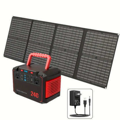 Portable Solar Generator Power Station 88.8Wh / 240Wh – 24000mAh, AC DC USB Ports, LiFePO4 Battery, for Camping RV CPAP Laptop Fan Emergency