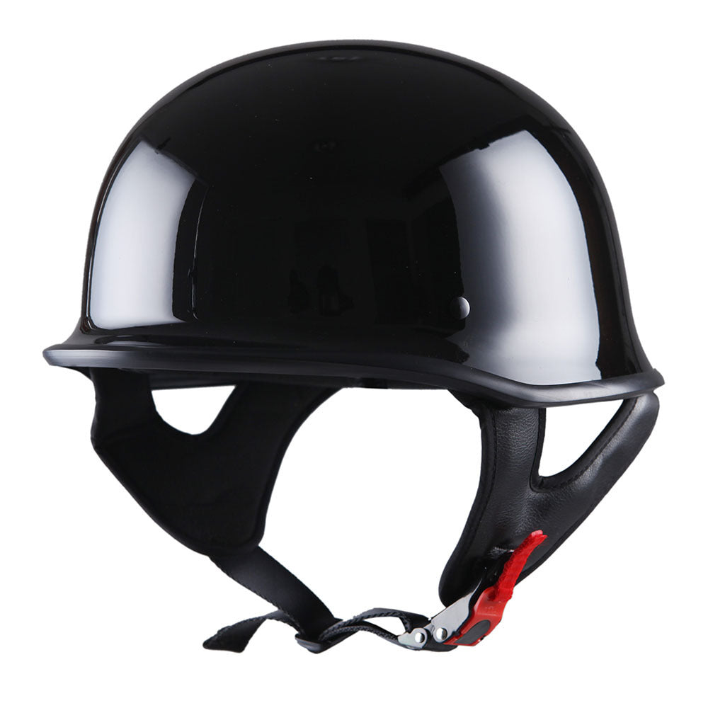 German Style Motorcycle Half Face Helmet – Novelty Skull & Carbon Fiber Design, UV Glossy Finish, Removable Washable Padding