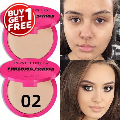 Pressed Powder Foundation 2 Pcs Set Waterproof Sweatproof Lightweight Buildable Coverage, for Makeup, Travel and Everyday Vanity Use