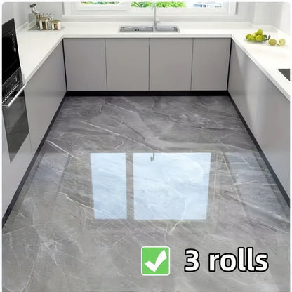 Self-Adhesive Marble Vinyl Floor Wallpaper 3 Rolls 23.62x197.75in – Oil-Proof Anti-Slip, for Entryways, Bedrooms and Living Spaces