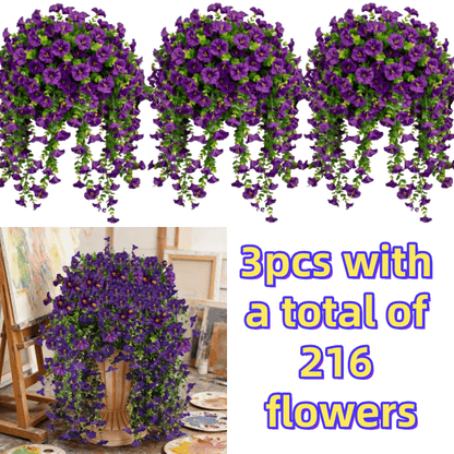 Artificial Rose Vine Hanging Garland 3pcs 216 Flowers – High-Density UV-Resistant Faux Rose Flower Vines with Realistic Roses & Foliage