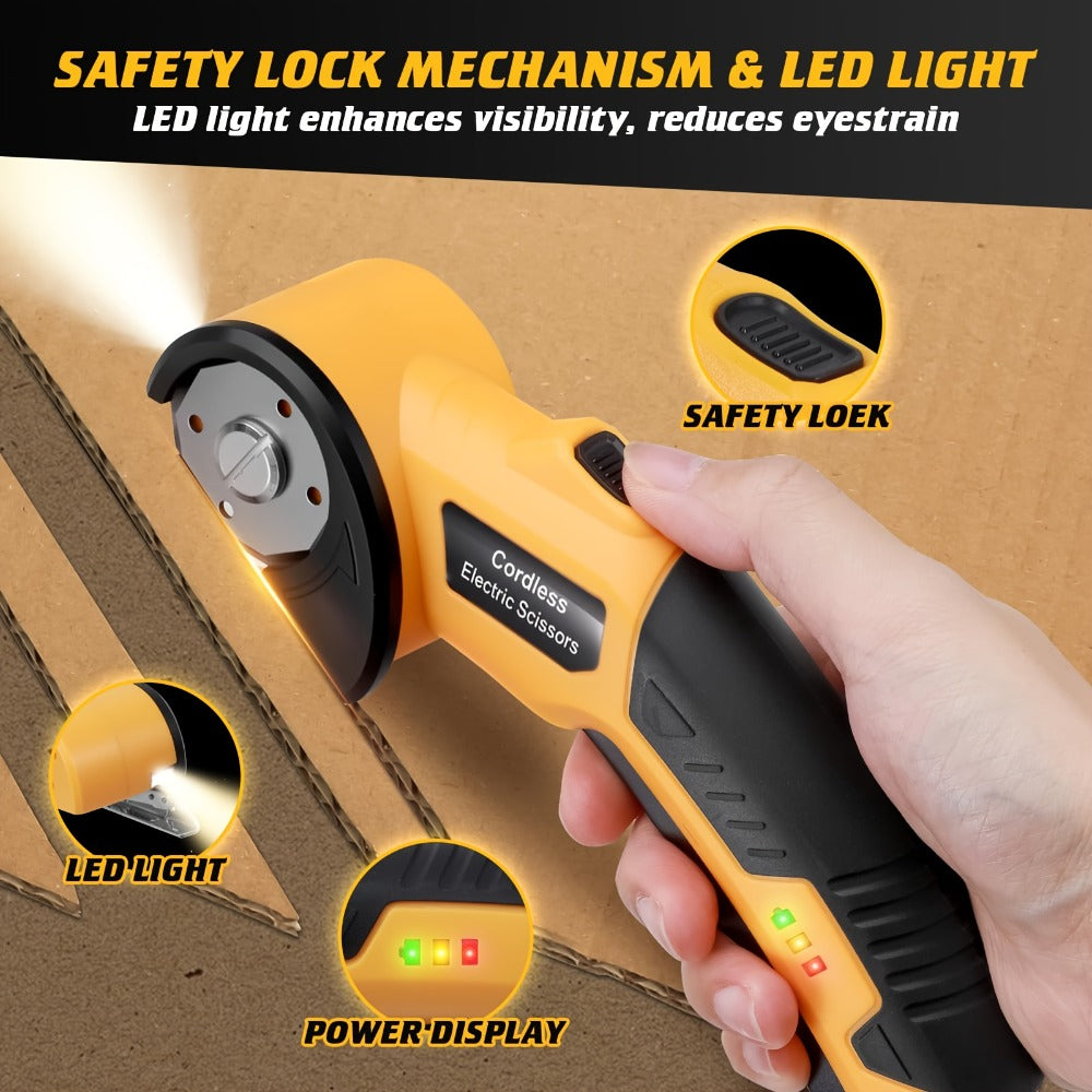 Electric Scissors Rechargeable Cordless - USB-C Charging, Battery Indicator, Portable Power Cutter for Fabric