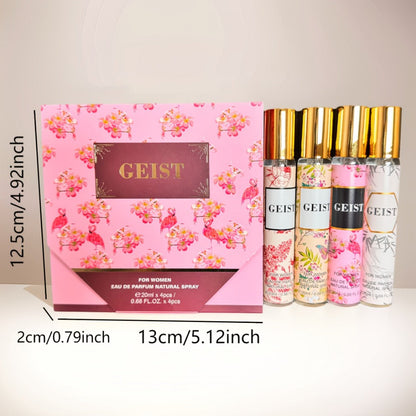 Perfume Gift Set 4 Pieces Travel Size Mini Spray – Long Lasting Fresh Floral Fragrance for Women and Men Unisex Portable Set Mother's Day