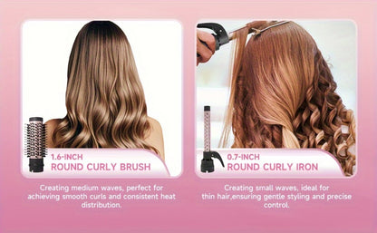 5-in-1 Hot Air Styling Comb Set Negative Ion Hair Dryer Brush with 5 Interchangeable Heads, for Home, Travel and Salon Hair Styling