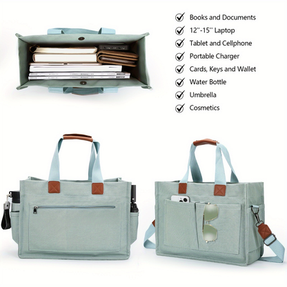 Large Utility Tote Bag for Women with Multiple Pockets, Adjustable Strap and Small or Large Sizes