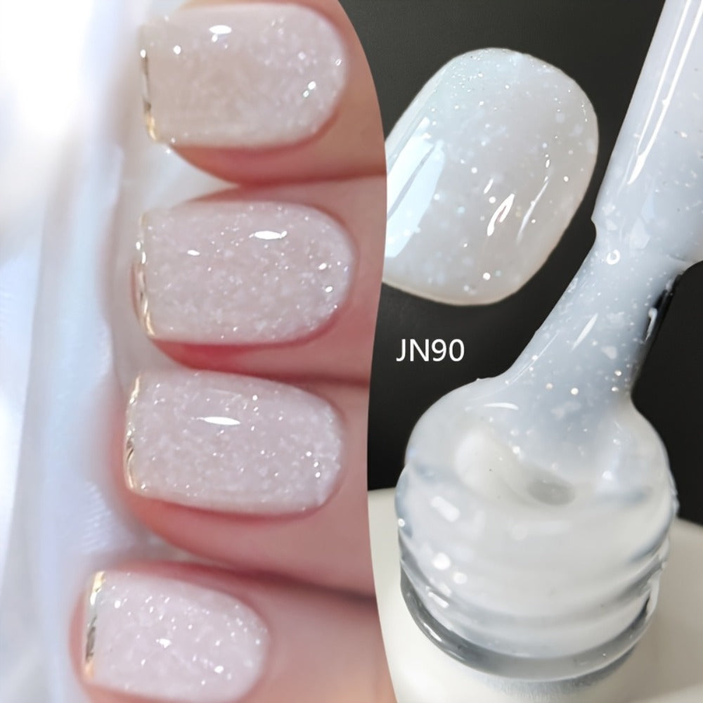 Gel Nail Polish in 10ml Translucent Jelly with 6 Milky, Snow-Glitter and Nude Shade Options
