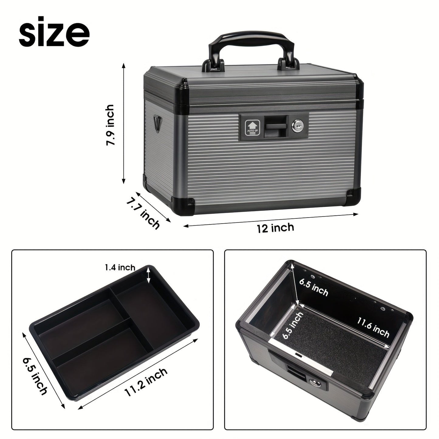 Aluminum Alloy Lockable Medicine Box – Double Layer Large Capacity Storage Box with Key Lock, Handle & Tray for Medicines