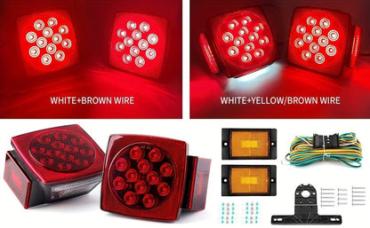 LED Trailer Light Kit 12V Submersible – Utility Trailer Lights for Boat, RV & Truck Under 80", Complete Wiring Harness