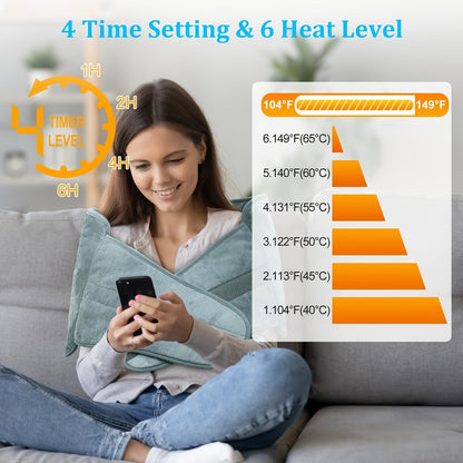 Wraparound Electric Heating Belt with Six Heat Levels, 1–6 Hour Timer and Adjustable Waist Straps in Gray or Purple