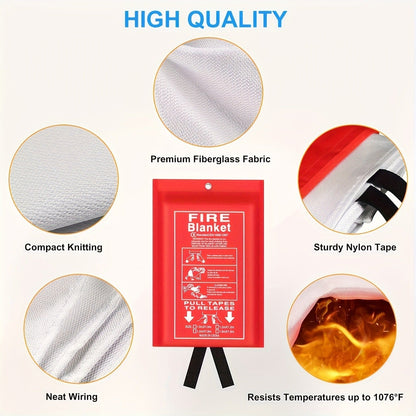 Fire Blanket 4-Pack Fiberglass Emergency Flame Retardant – Heat Resistant Fire Safety Blankets for Home, Kitchen