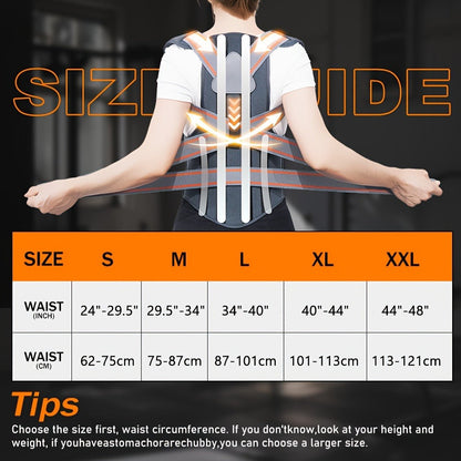 Full-Back Posture Brace with Dual Elastic Straps, Support Panels and S–XXL Size Options for Daily Wear