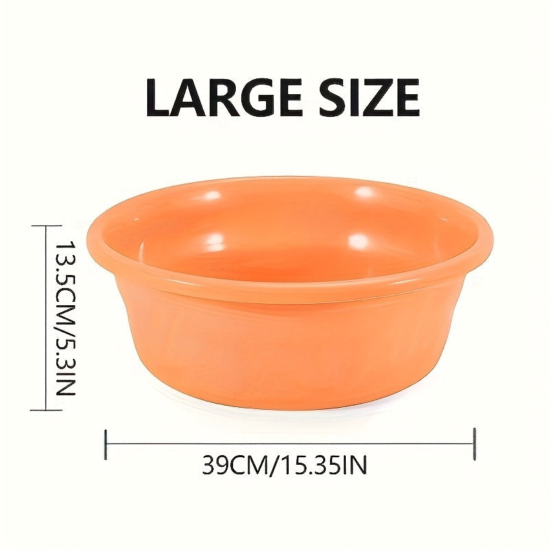 Plastic Wash Basin 12 Quart Stackable Round Tub – Portable Household Washing Bowl for Kitchen, Camping, Face Washing