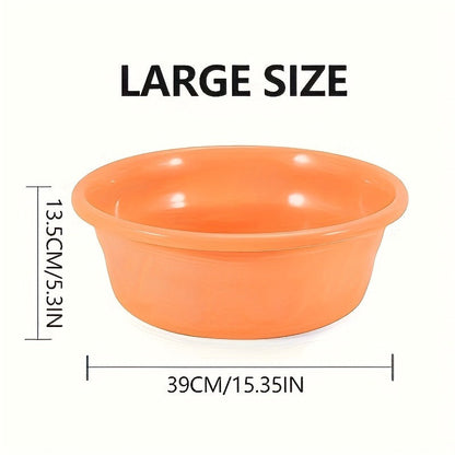 Plastic Wash Basin 12 Quart Stackable Round Tub – Portable Household Washing Bowl for Kitchen, Camping, Face Washing