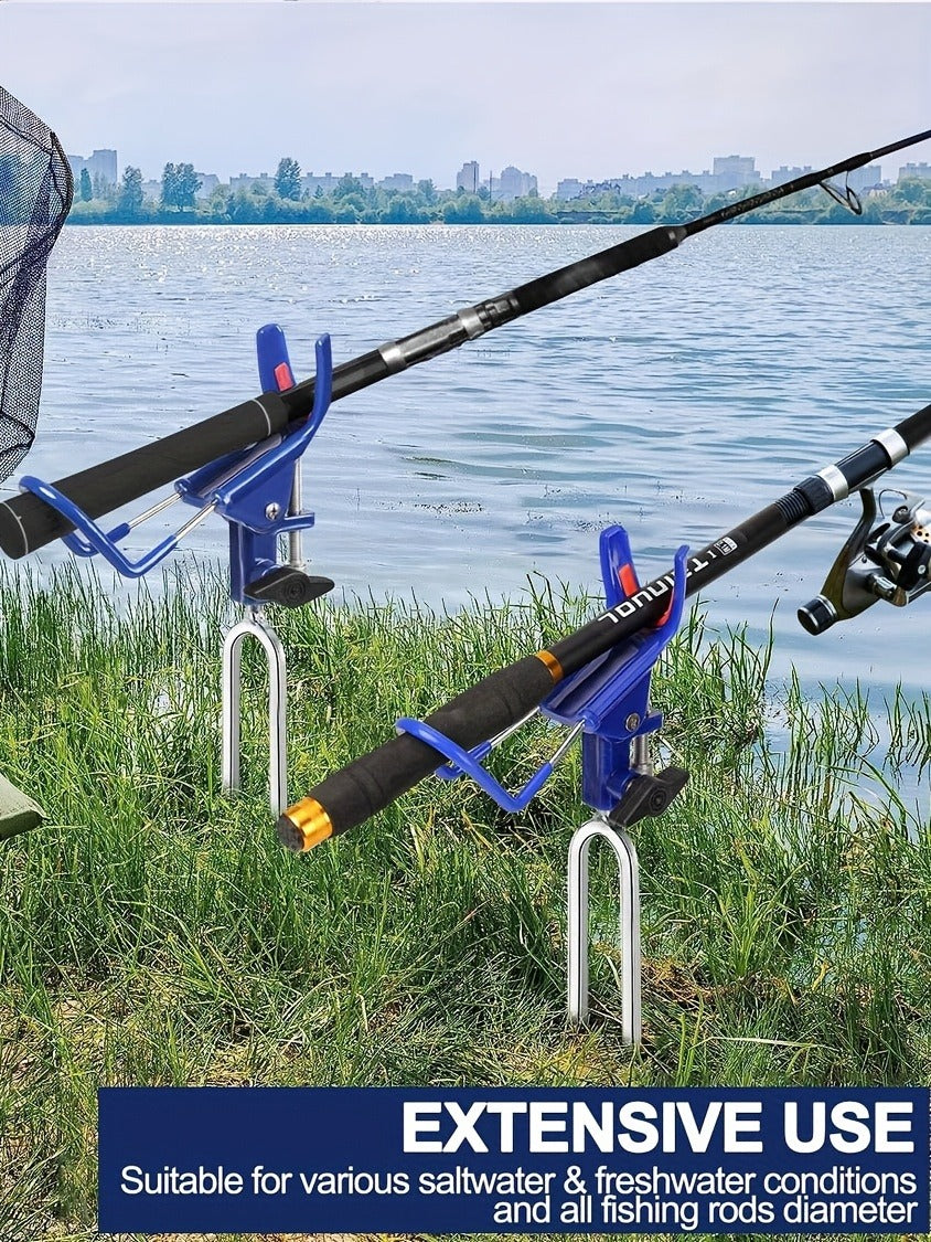Fishing Rod Holder Ground Stake 360° Adjustable 2pcs Set, Heavy Duty Shore & Beach Rod Bracket Stand for Surf Fishing