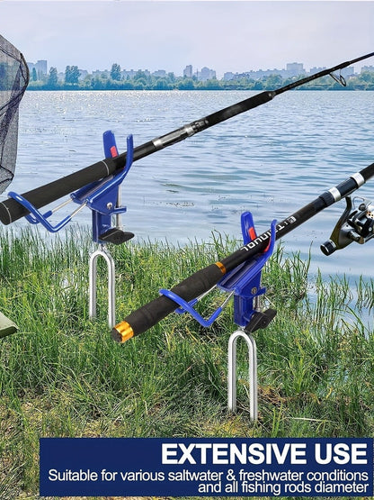 Fishing Rod Holder Ground Stake 360° Adjustable 2pcs Set, Heavy Duty Shore & Beach Rod Bracket Stand for Surf Fishing